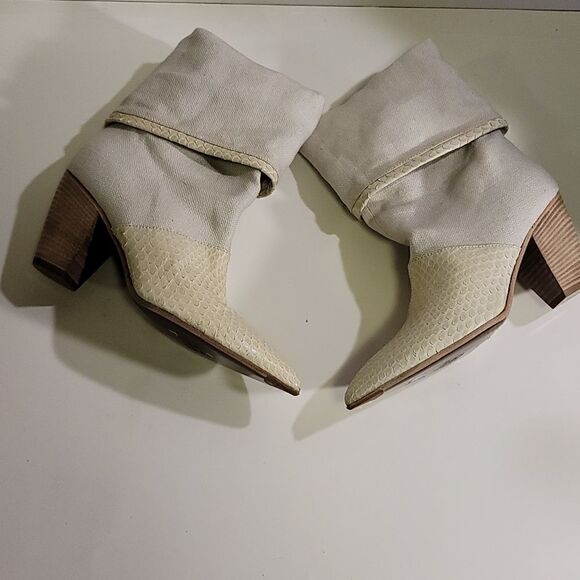 Walter Steiger White Pointed toe Block Heel Boots Size35 - Picture 1 of 11